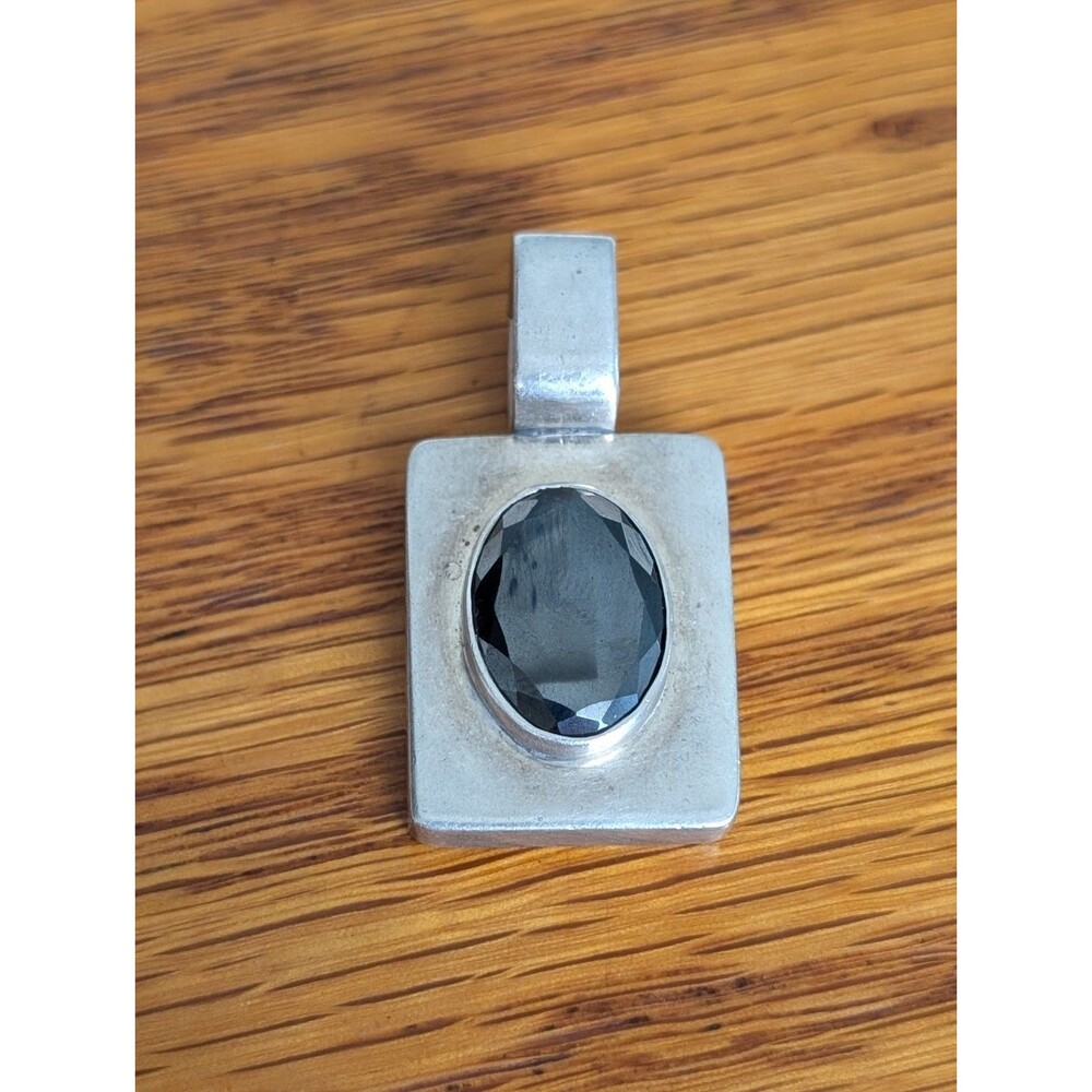 Mexico 925 Silver Cut Gemstone Pendant Sterling Cabochon